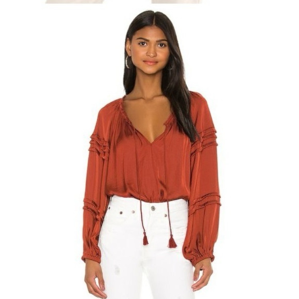 Free People Rust Boho Long Sleeve Blouse Bodysuit – Size S - Picture 5 of 11